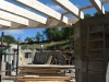 Looking from the dining room to the kitchen